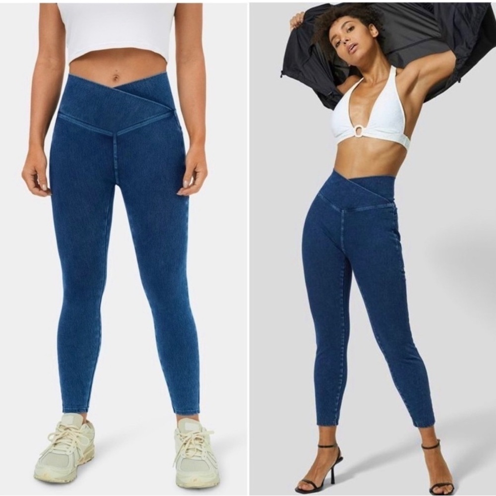 HALARA Blue High-Waisted Cross over Jeggings